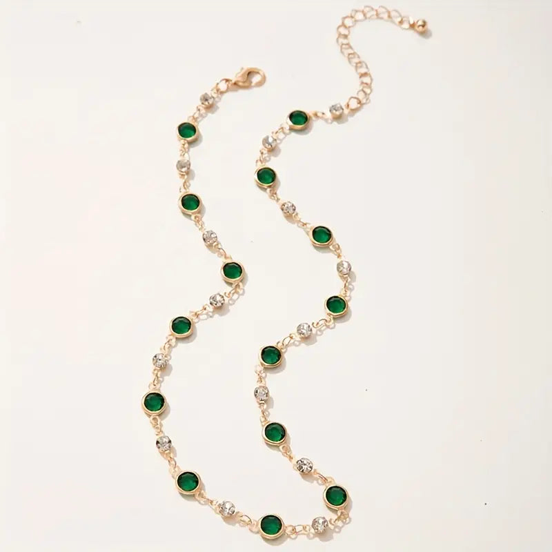 Collana Elira Vescari | Dorata con Pietre Verde Smeraldo
