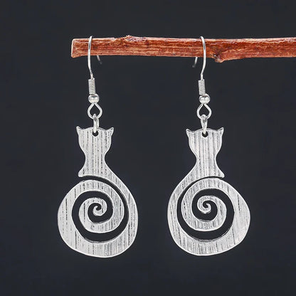 Orecchini Vintage a Spirale con Gatti