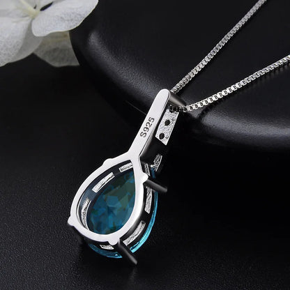 Collana in Argento Sterling con Pendente Blu a Goccia