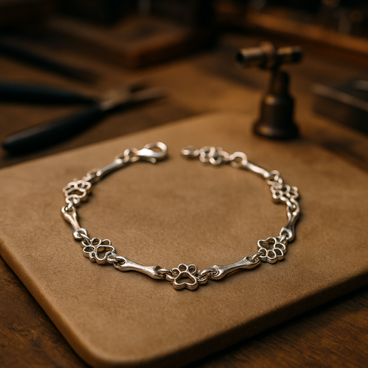 Bracciale a Maglie Zampa e Osso in Argento 925 – Edizione Limitata