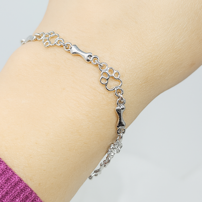 Bracciale a Maglie Zampa e Osso in Argento 925 – Edizione Limitata