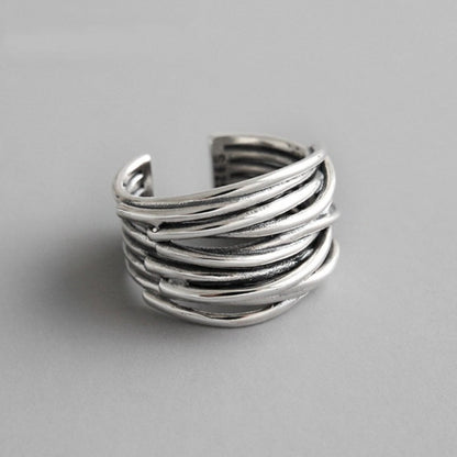 Anello Regolabile a Fasce in Argento Sterling 925