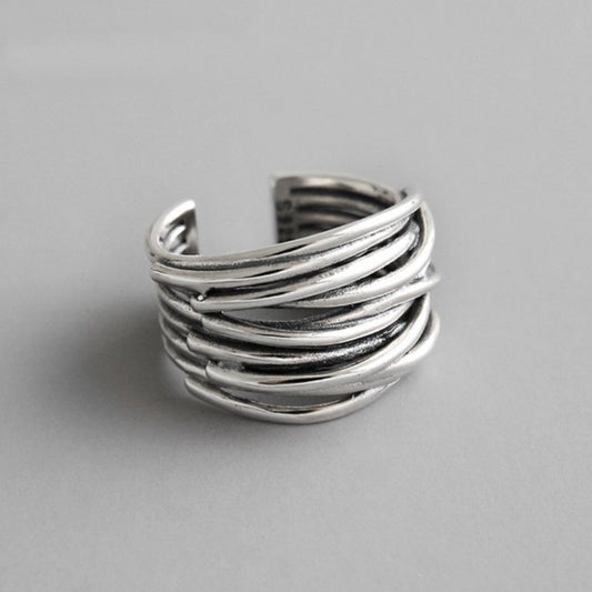 Anello Regolabile a Fasce in Argento Sterling 925