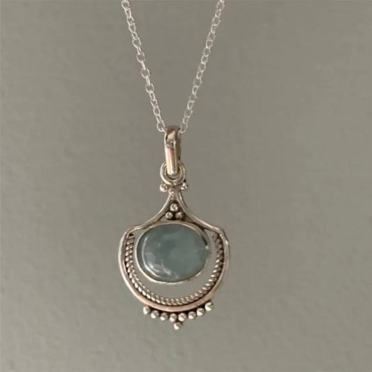 Collana Vintage in Argento con Pietra Verde