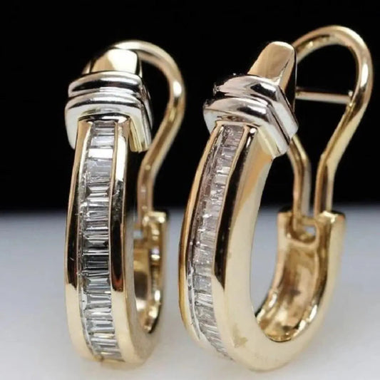 Orecchini Vintage a Mezzo Cerchio Color Oro con Pietre