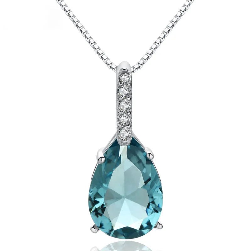 Collana in Argento Sterling con Pendente Blu a Goccia