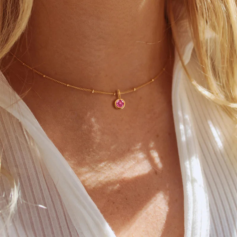 Collana con Pietra del Mese e Catena di Perline