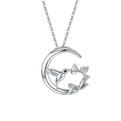 Collana con Pendente Vintage in Argento a Forma di Uccello Lunare