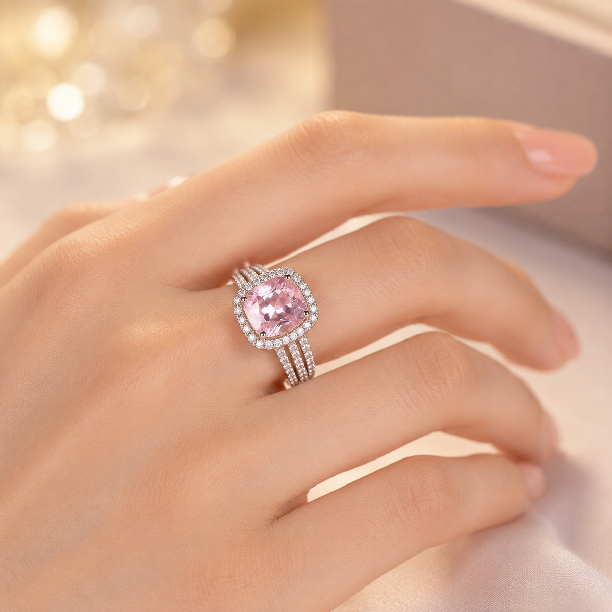 Anello Halo in Oro e Ametista