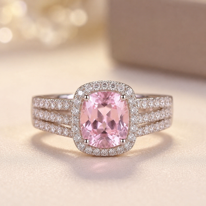 Anello Halo in Oro e Ametista