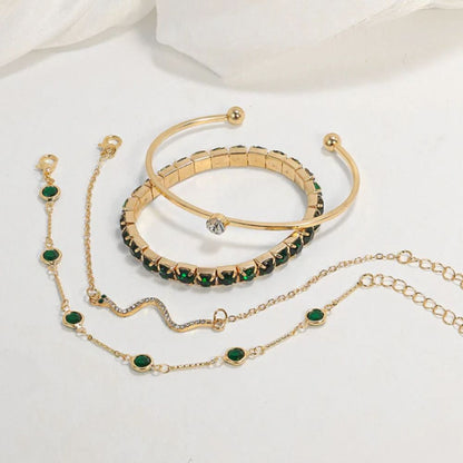 Set di Bracciali con Pietre Verdi – Color Oro