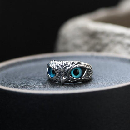 Anello Regolabile “Gufo della Fortuna” in Argento e Opale