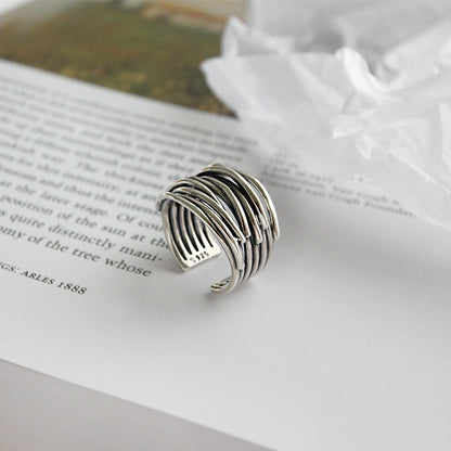 Anello Regolabile a Fasce in Argento Sterling 925