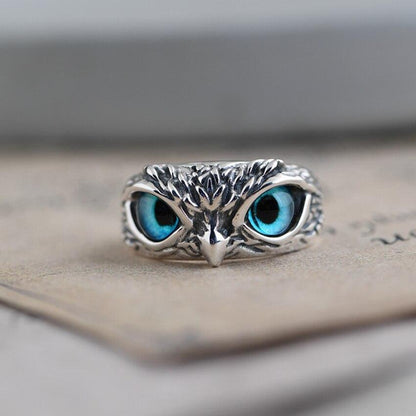 Anello Regolabile “Gufo della Fortuna” in Argento e Opale