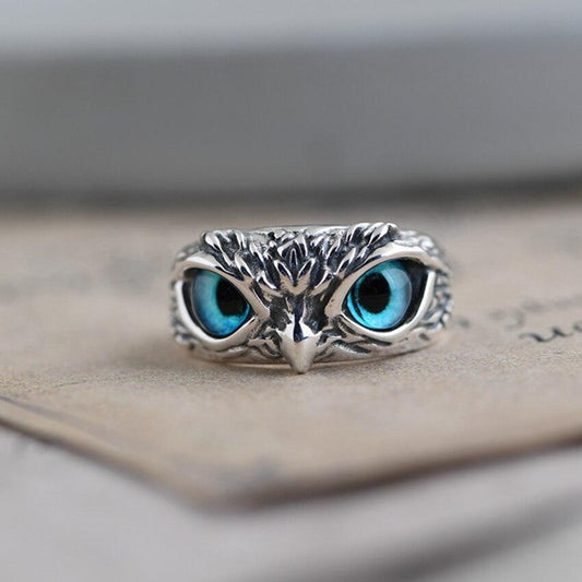 Anello Regolabile “Gufo della Fortuna” in Argento e Opale