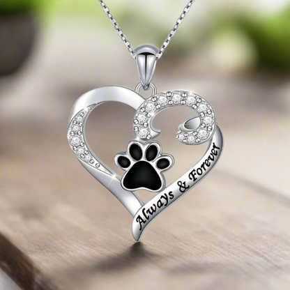 Collana con Impronta di Zampa di Cane – Design a Cuore in Acciaio Inossidabile con Zirconia