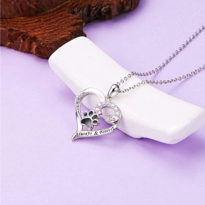 Collana con Impronta di Zampa di Cane – Design a Cuore in Acciaio Inossidabile con Zirconia