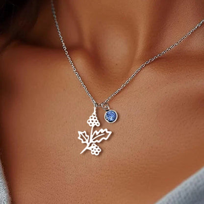 Collana Personalizzata con Pietra e Fiore del Mese di Nascita