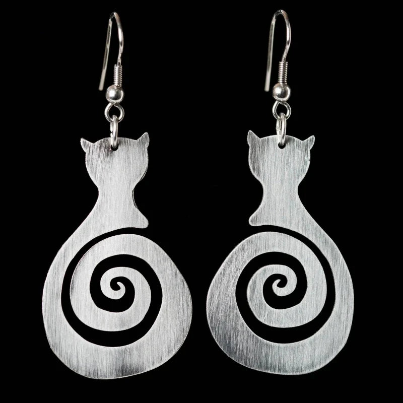 Orecchini Vintage a Spirale con Gatti
