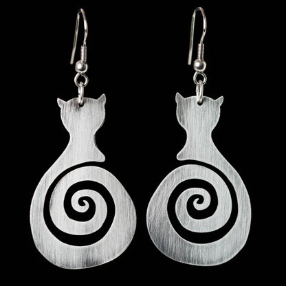 Orecchini Vintage a Spirale con Gatti