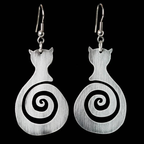 Orecchini Vintage a Spirale con Gatti