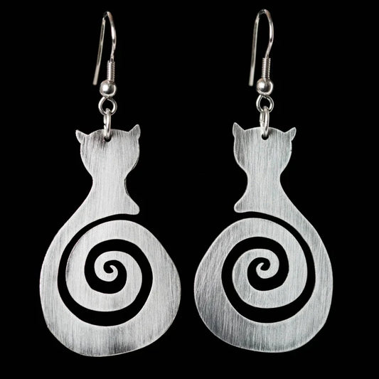 Orecchini Vintage a Spirale con Gatti