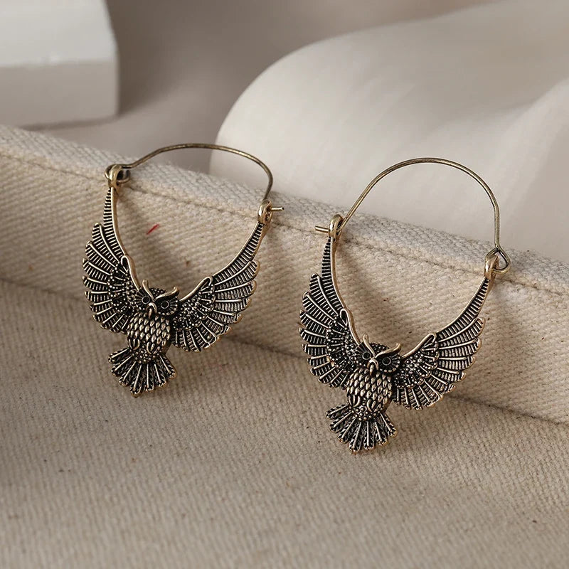 Orecchini Pendenti Gufo Stile Boho Vintage – Color Oro