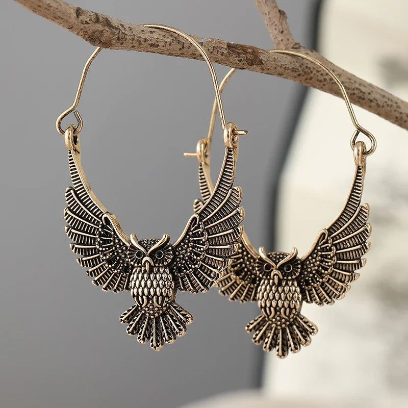 Orecchini Pendenti Gufo Stile Boho Vintage – Color Oro