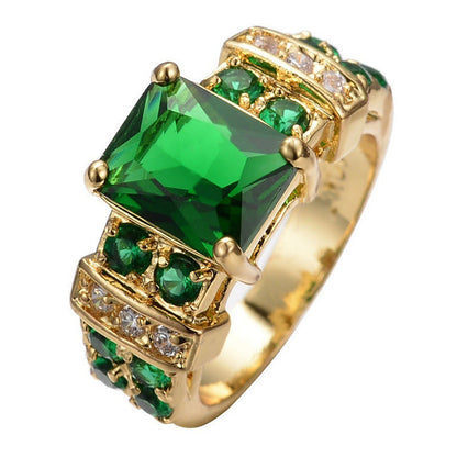 Anello Aveline Verdara | Dorato con Pietra Verde Smeraldo