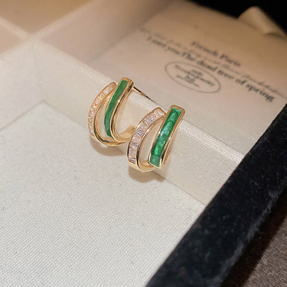 Orecchini a Semicerchio Chloé Feuillage | Dorati e Verde Smeraldo