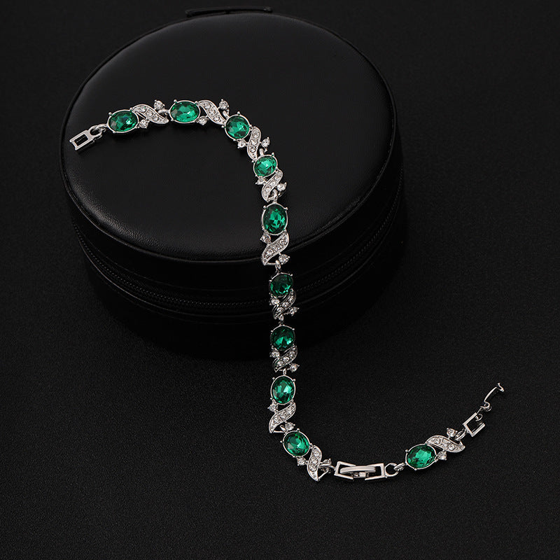 Bracciale Giada Bellini | Color Oro Bianco e Verde Smeraldo