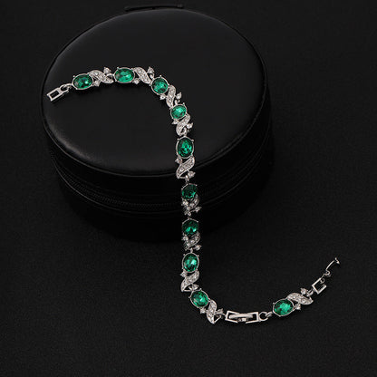 Bracciale Giada Bellini | Color Oro Bianco e Verde Smeraldo