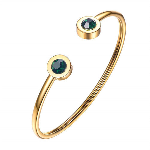 Bracciale Rigido Verdante | Dorato con Pietre Verde Smeraldo
