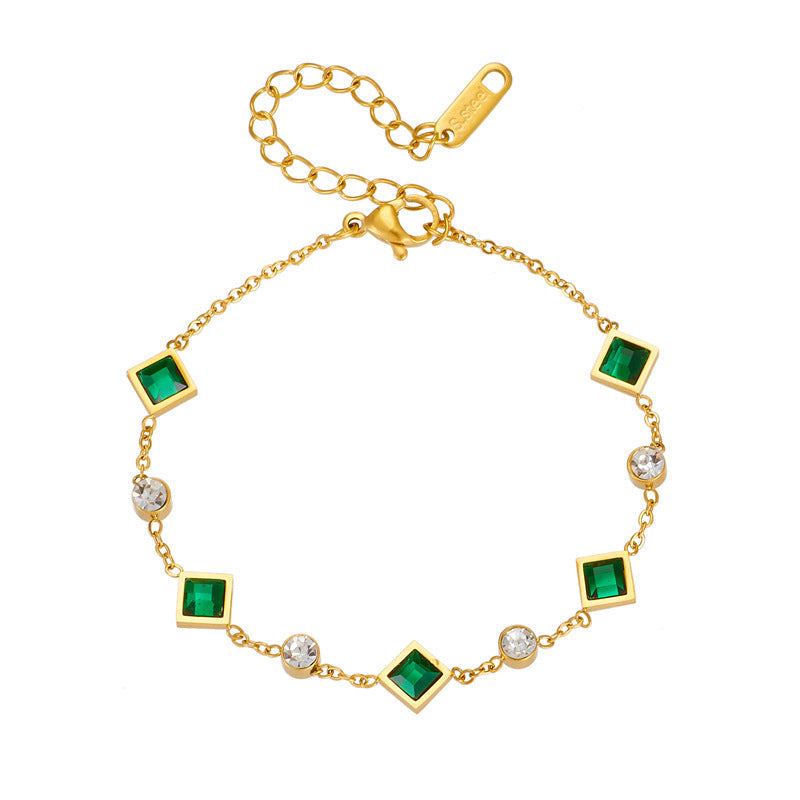 Bracciale Amelisse Glenwyn | Dorato con Pietre Verde Smeraldo
