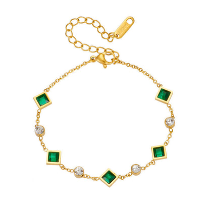 Bracciale Amelisse Glenwyn | Dorato con Pietre Verde Smeraldo