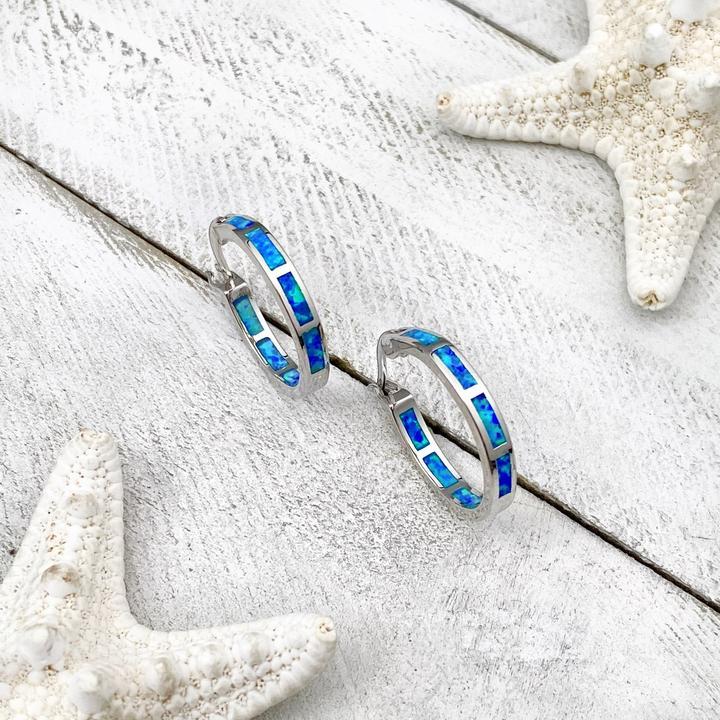 Orecchini Vintage in Argento con Opale Blu Oceano