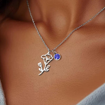 Collana Personalizzata con Pietra e Fiore del Mese di Nascita