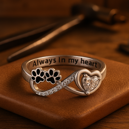 Anello Zampe e Infinito in Argento 925 con Zircone a Cuore