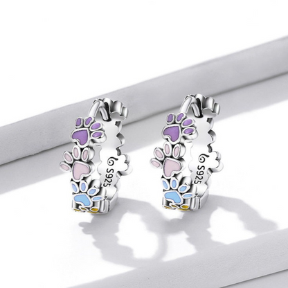 Orecchini Zampe Colorate in Argento 925 con Smalto Pastello