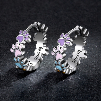 Orecchini Zampe Colorate in Argento 925 con Smalto Pastello