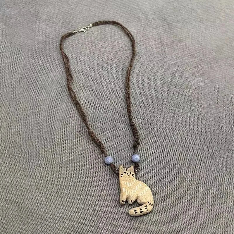 Collana con Pendente a Stella Vintage per Gatti