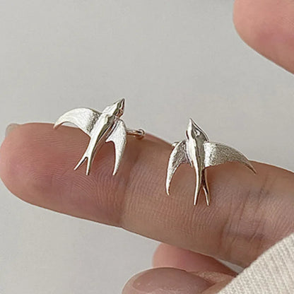 Bellissimi Orecchini Clip-On a Forma di Rondine in Argento