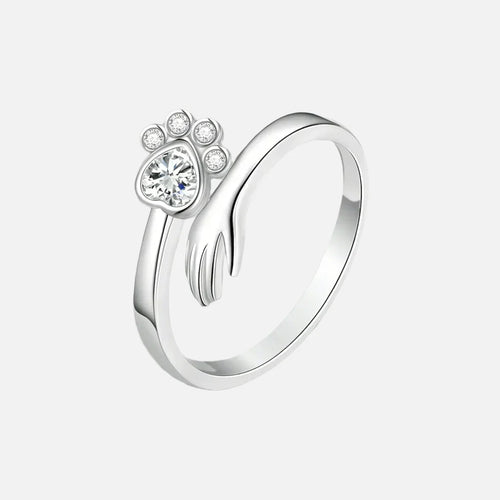 Anello Regolabile in Argento Sterling 925 – Design con Impronta di Mano e Zampa