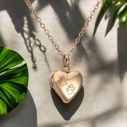 Collana Portaceneri Cuore con Zampe – In Ricordo del Tuo Animale