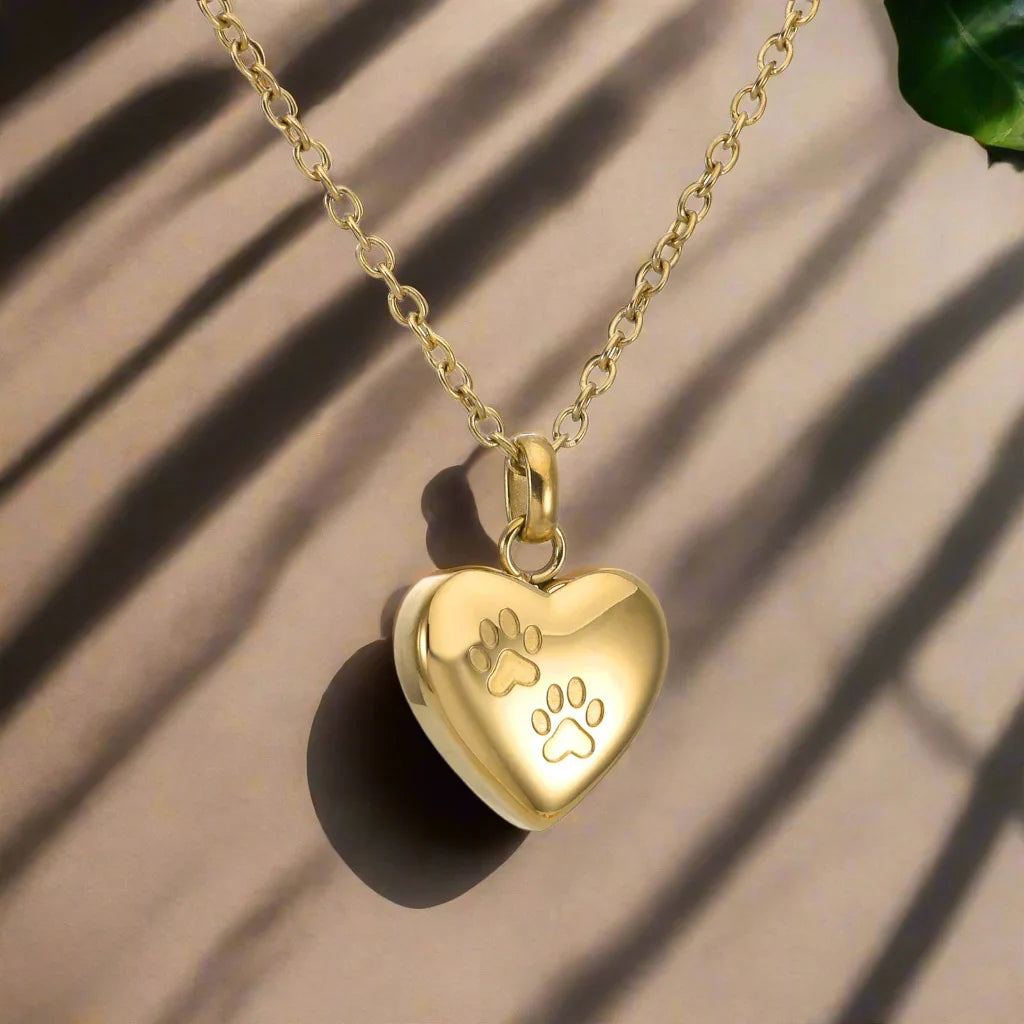 Collana Portaceneri Cuore con Zampe – In Ricordo del Tuo Animale