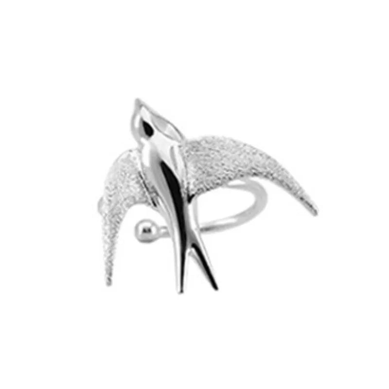 Bellissimi Orecchini Clip-On a Forma di Rondine in Argento