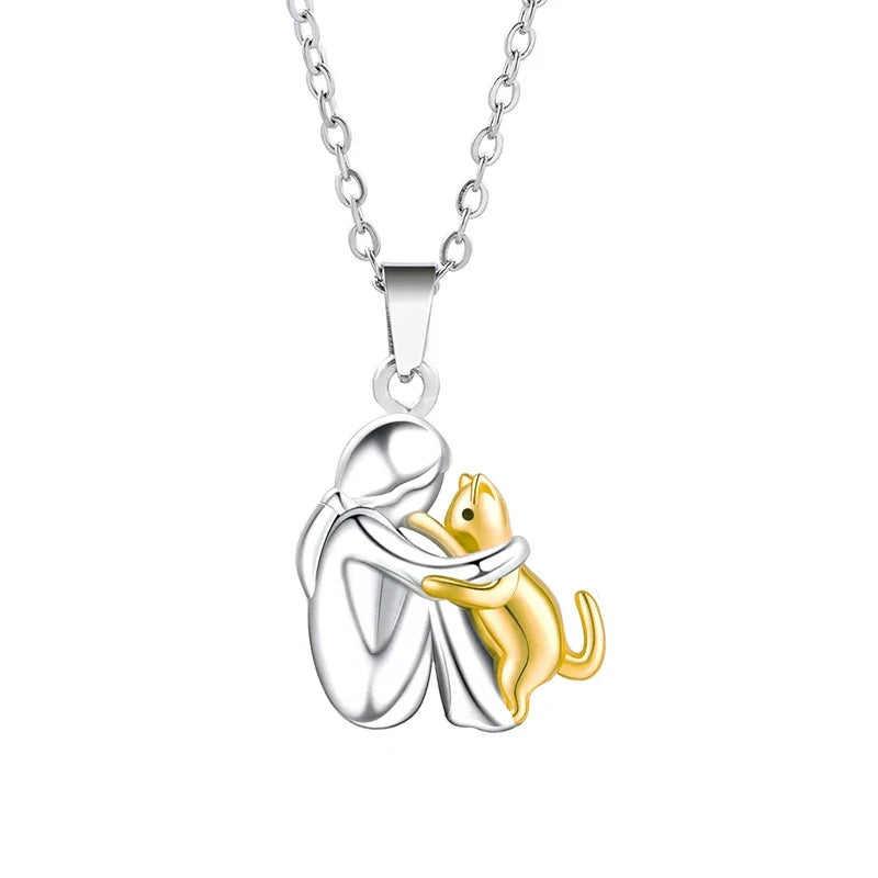 Collana Abbraccio con Ciondolo Gatto – Un Legame per Sempre