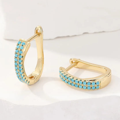 Orecchini Huggie Classici con Pavé Turchese | Dorati