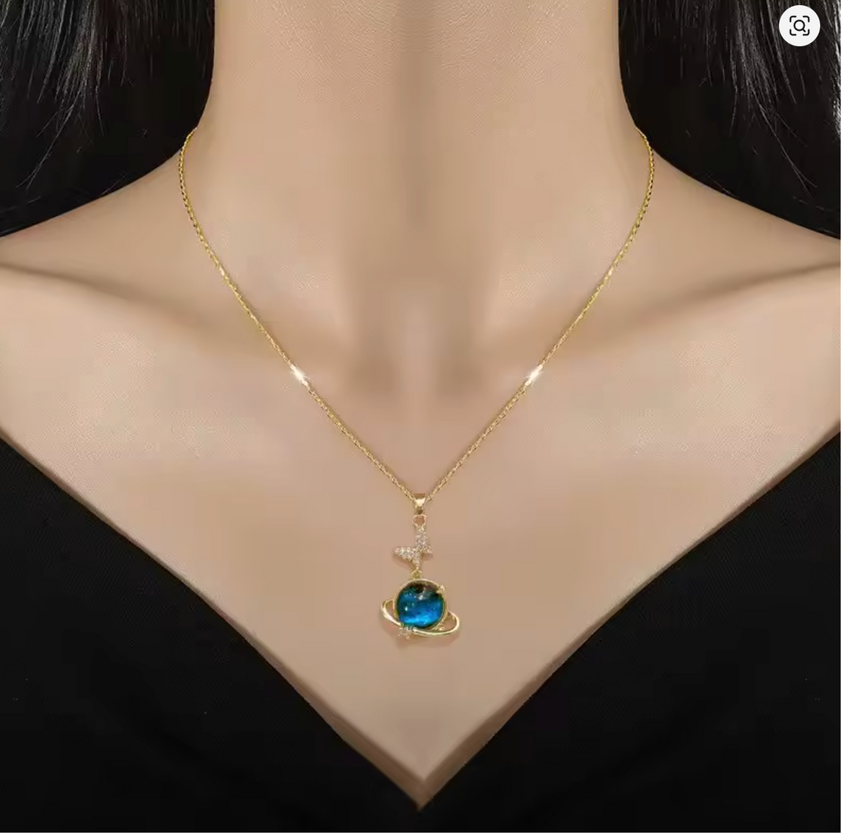 Collana con pendente Astronauta Luna Pianeta Donna