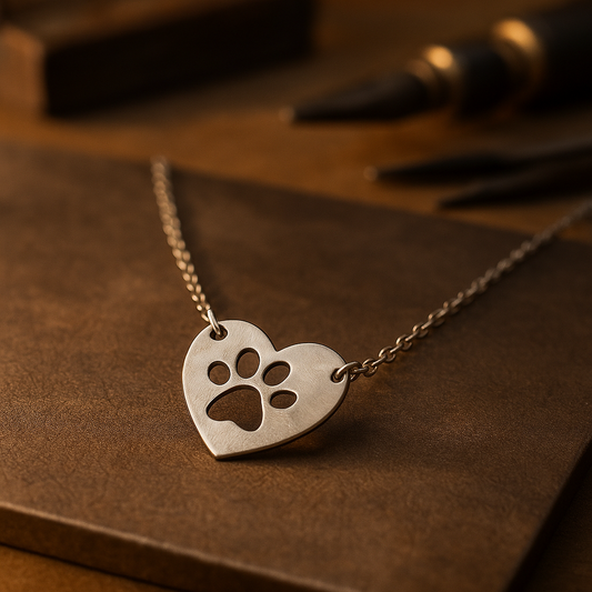 Collana con Pendente a Cuore e Zampa d'Argento